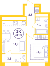 33,9 м², 1-комнатная квартира 4 000 000 ₽ - изображение 87