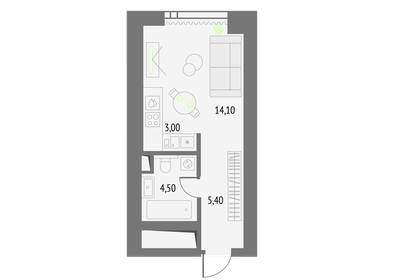 Квартира 27 м², студия - изображение 1