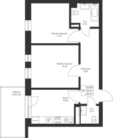 56,4 м², 2-комнатная квартира 8 120 160 ₽ - изображение 34