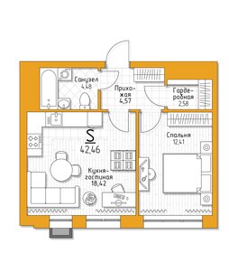 Квартира 42,5 м², 1-комнатная - изображение 1