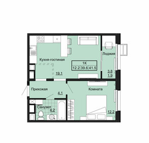 41,1 м², 1-комнатная квартира 3 735 000 ₽ - изображение 57
