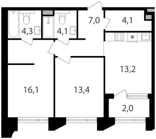 65,1 м², 2-комнатная квартира 26 144 160 ₽ - изображение 27