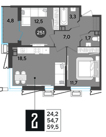 61 м², 2-комнатная квартира 9 985 700 ₽ - изображение 12