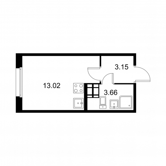 19,8 м², квартира-студия 3 470 250 ₽ - изображение 1