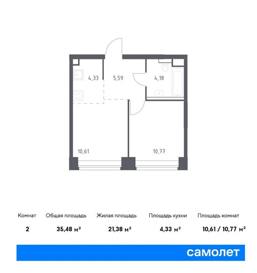 35,5 м², 1-комнатная квартира 27 514 946 ₽ - изображение 1