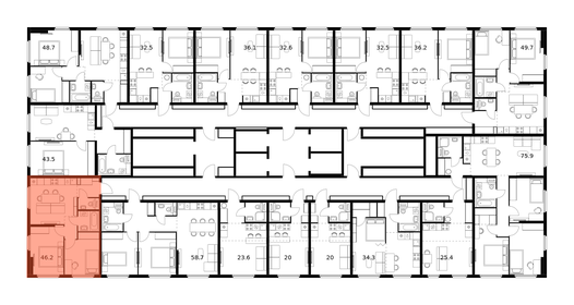 46,2 м², 2-комнатная квартира 11 200 000 ₽ - изображение 60