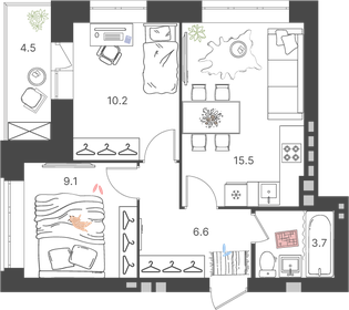 47,8 м², 2-комнатная квартира 5 150 000 ₽ - изображение 117