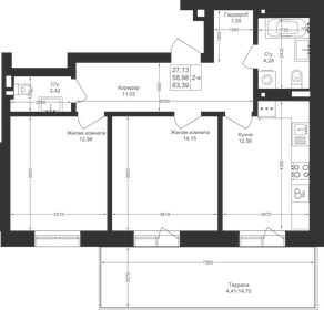 61,2 м², 2-комнатная квартира 8 267 400 ₽ - изображение 23