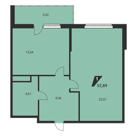 Квартира 53,4 м², 1-комнатная - изображение 2