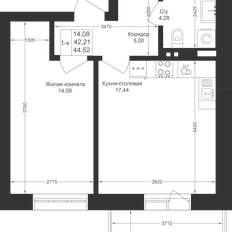 Квартира 44,5 м², 1-комнатная - изображение 2