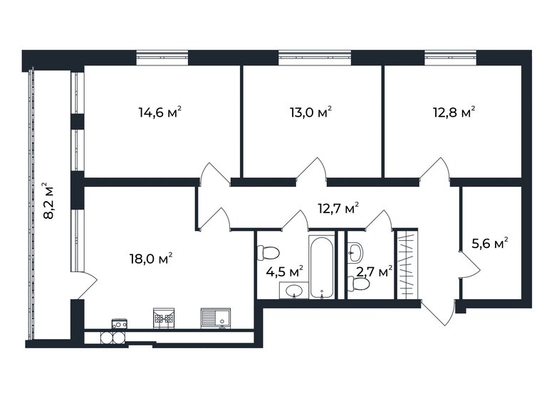 88 м², 3-комнатная квартира 11 834 650 ₽ - изображение 1