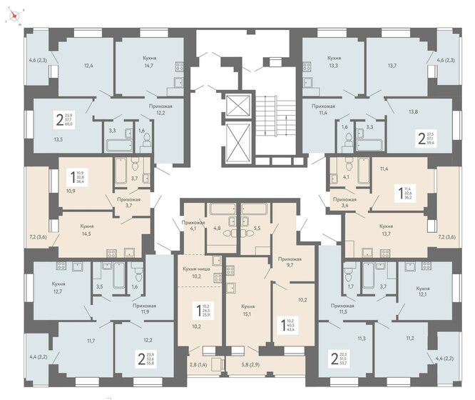 55,8 м², 2-комнатная квартира 7 812 000 ₽ - изображение 10