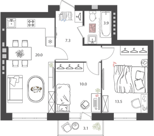 55,6 м², 2-комнатная квартира 6 952 780 ₽ - изображение 28