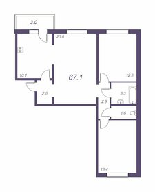 Квартира 69 м², 3-комнатная - изображение 1