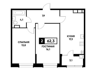 62,1 м², 2-комнатная квартира 5 731 830 ₽ - изображение 56