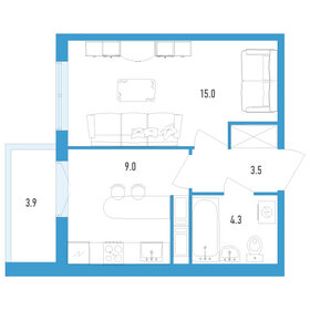 Квартира 33,8 м², 1-комнатная - изображение 1