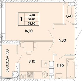 23,2 м², квартира-студия 8 742 625 ₽ - изображение 26