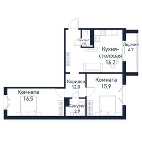 Квартира 65,3 м², 2-комнатная - изображение 1