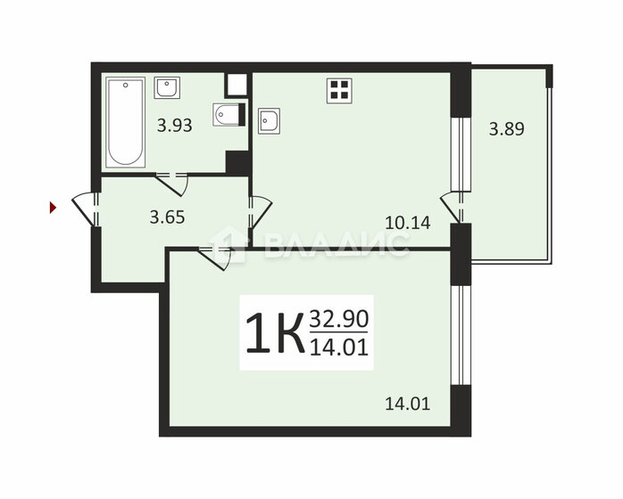 31,7 м², 1-комнатная квартира 7 950 000 ₽ - изображение 1