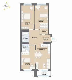 Квартира 95,4 м², 3-комнатная - изображение 1