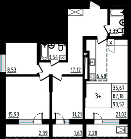 Квартира 93,2 м², 3-комнатная - изображение 1