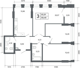 Квартира 88,2 м², 3-комнатная - изображение 2