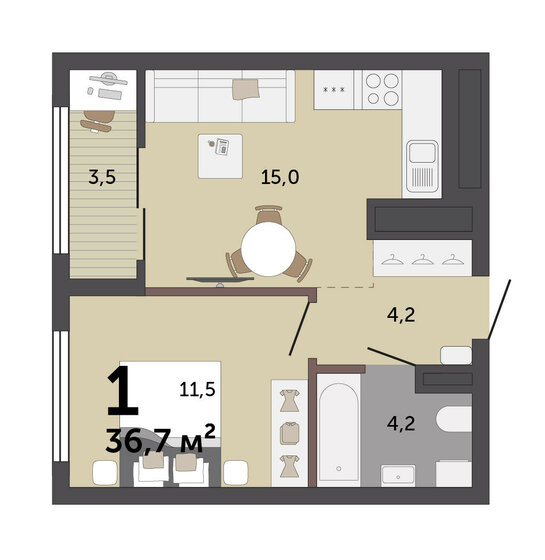 36,2 м², 1-комнатная квартира 6 570 000 ₽ - изображение 37