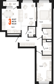 93 м², 3-комнатная квартира 11 399 000 ₽ - изображение 41