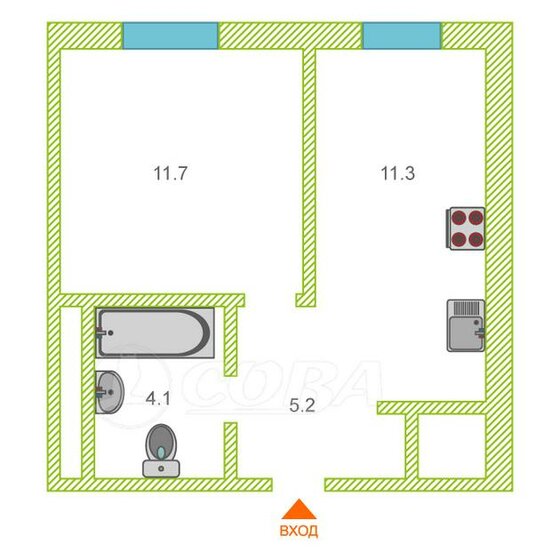32,3 м², 1-комнатная квартира 4 850 000 ₽ - изображение 1