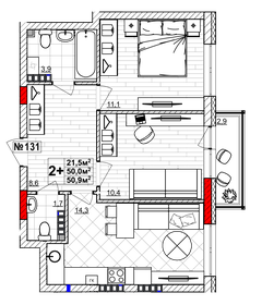 50 м², 2-комнатная квартира 6 450 000 ₽ - изображение 52