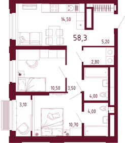 Квартира 56,8 м², 2-комнатная - изображение 1