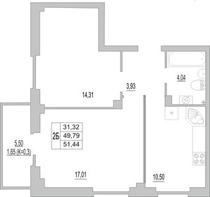 Квартира 51,4 м², 2-комнатная - изображение 1