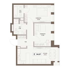 64,7 м², 2-комнатная квартира 31 219 302 ₽ - изображение 31