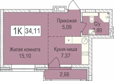 Квартира 34 м², 1-комнатная - изображение 1