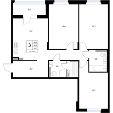 Квартира 85,7 м², 4-комнатная - изображение 2