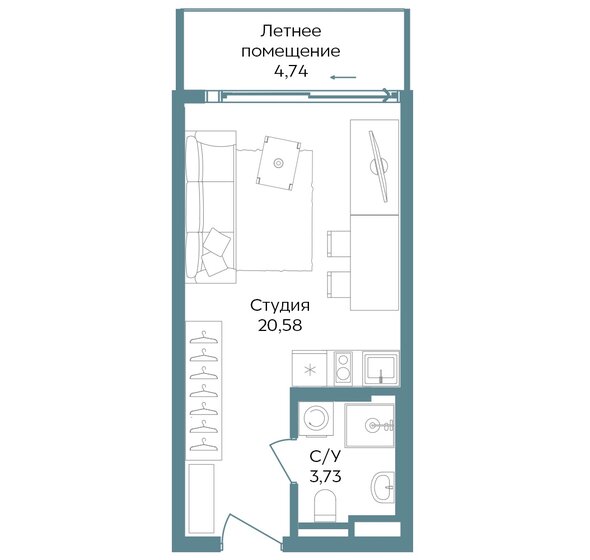 29,7 м², апартаменты-студия 15 025 354 ₽ - изображение 12