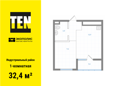 31,6 м², 1-комнатная квартира 5 572 000 ₽ - изображение 1