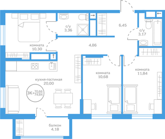 82,6 м², 3-комнатная квартира 8 976 000 ₽ - изображение 18