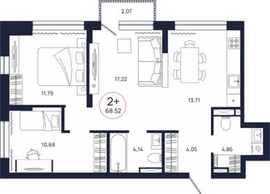 67,4 м², 2-комнатная квартира 7 100 000 ₽ - изображение 98