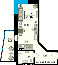 Квартира 28,1 м², студия - изображение 1