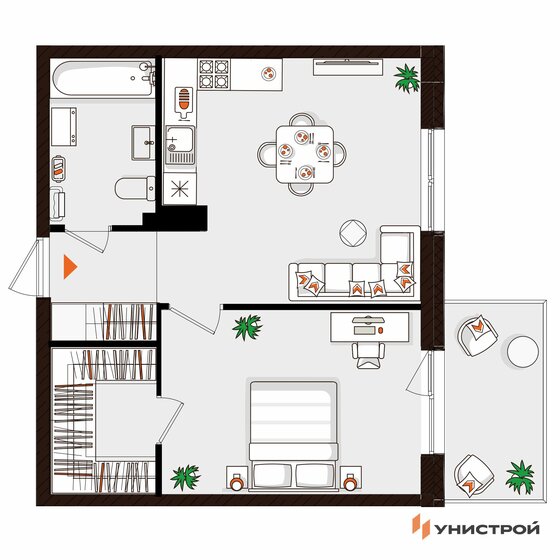 52,5 м², 1-комнатная квартира 8 800 000 ₽ - изображение 19