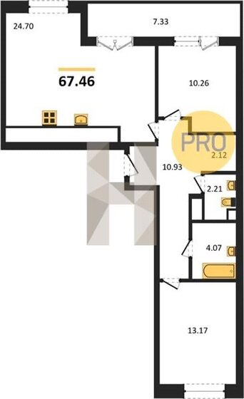 67,5 м², 2-комнатная квартира 16 200 000 ₽ - изображение 1