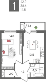 41,6 м², 1-комнатная квартира 10 196 160 ₽ - изображение 78