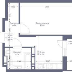 Квартира 36,1 м², 1-комнатная - изображение 2