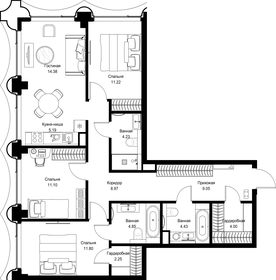 Квартира 91,5 м², 3-комнатная - изображение 2