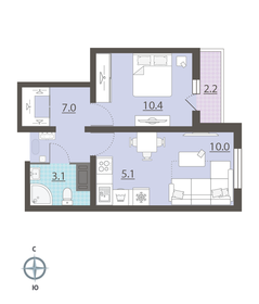 Квартира 36,7 м², 1-комнатная - изображение 1