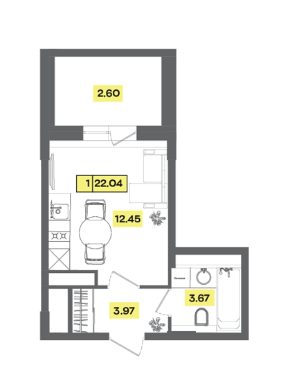 21,1 м², квартира-студия 3 560 405 ₽ - изображение 9