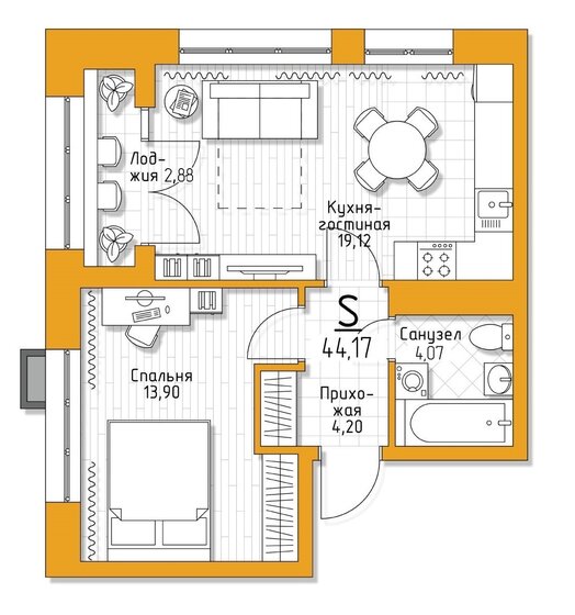 44,2 м², 1-комнатная квартира 4 417 000 ₽ - изображение 11