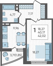 40,8 м², 1-комнатная квартира 5 300 000 ₽ - изображение 72