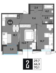 70 м², 2-комнатная квартира 11 650 000 ₽ - изображение 92